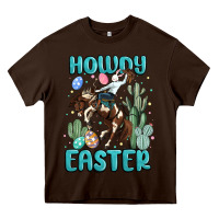 Chocolate Brown howdy easter Heavy Core Tee - MaliasSmallBusiness