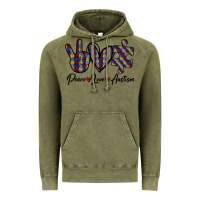 Vintage Olive Peace Love Autism Vintage Hoodie - Bettercallsaul