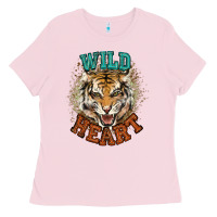 Bubblegum Pink wild heart tiger college western Ladies Tee - NancyCooperArtShop