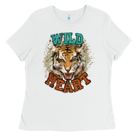 White wild heart tiger college western Ladies Tee - NancyCooperArtShop