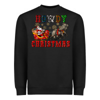 Black howdy christmas with santa riding his sleighs Heavyweight Sweatshirt - CowGirlArtShop
