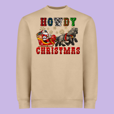 Howdy Christmas With Santa Riding His Sleighs Heavyweight Sweatshirt Designed By Cowgirlartshop