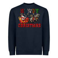 Navy howdy christmas with santa riding his sleighs Heavyweight Sweatshirt - CowGirlArtShop