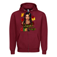 Burgundy black girl magic Zipper Hoodie - FaDigitalArtStudio