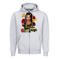 Heather Grey black girl magic Zipper Hoodie - FaDigitalArtStudio