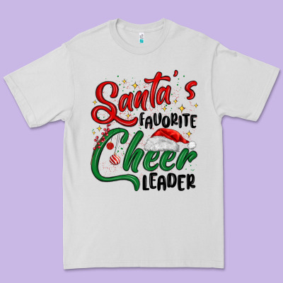Santa S Favorite Cheer Leader Premium Tee Designed By Maliassmallbusiness