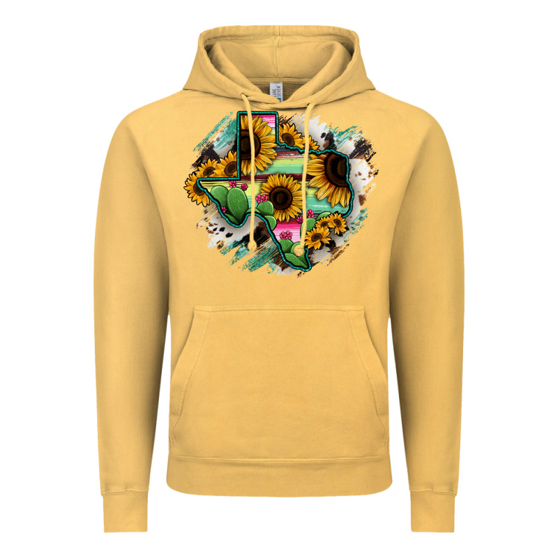 Texas Map Sunflower Cactus Serape Vintage Hoodie by RanaPortraitStore | Teevron
