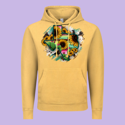 Texas Map Sunflower Cactus Serape Vintage Hoodie Designed By Ranaportraitstore