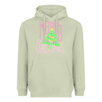 Matcha Merry Neon Christmas Heavyweight Hoodie - CowhideDigitalArt