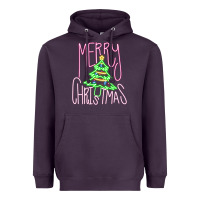 Plum Merry Neon Christmas Heavyweight Hoodie - CowhideDigitalArt