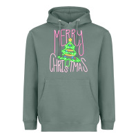 Sage Merry Neon Christmas Heavyweight Hoodie - CowhideDigitalArt