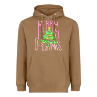Toasted Coconut Merry Neon Christmas Heavyweight Hoodie - CowhideDigitalArt
