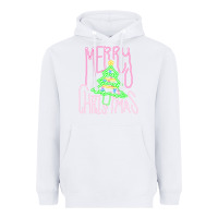 White Merry Neon Christmas Heavyweight Hoodie - CowhideDigitalArt