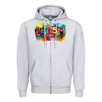 Heather Grey Autism accept understand love Zipper Hoodie - FaDigitalArtStudio