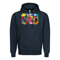 Navy Autism accept understand love Zipper Hoodie - FaDigitalArtStudio