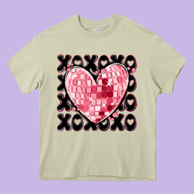 Xoxo Heart Valentine's Day Heavy Core Tee Designed By Maliassmallbusiness