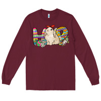Burgundy Hop rabbit Long Sleeve Tee - NancyCooperArtShop