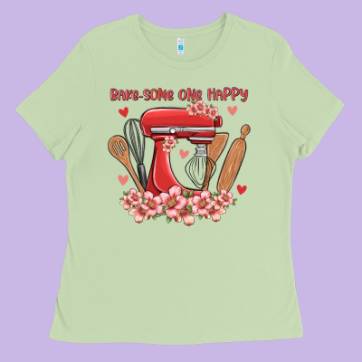 Bake Same One Happy Ladies Tee Designed By Maliassmallbusiness