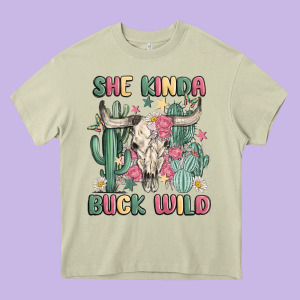 She Kinda Buck Wild Heavy Core Tee Designed By Maliassmallbusiness