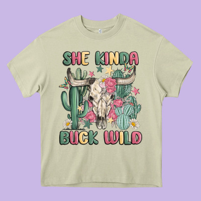 She Kinda Buck Wild Heavy Core Tee Designed By Maliassmallbusiness