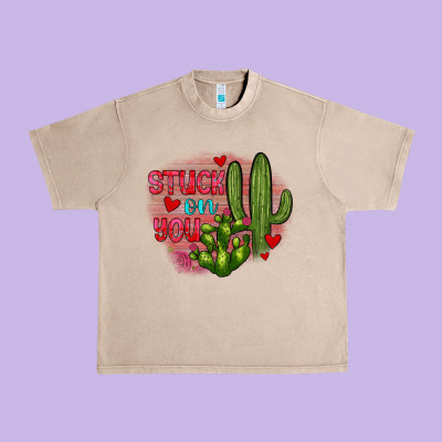 Stuck On You Cactus Urban Heavy Tee Designed By Jahusdesignshop