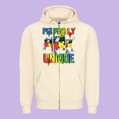 Perfectly Unique Autism Awareness Day Zipper Hoodie Designed By Fadigitalartstudio
