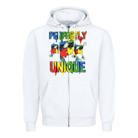 White Perfectly unique Autism Awareness Day Zipper Hoodie - FaDigitalArtStudio
