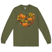 Army Green Fall Heart Long Sleeve Tee - texasbilliewilder
