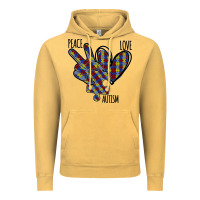 Vintage Mustard Peace Love Autism Vintage Hoodie - Bettercallsaul