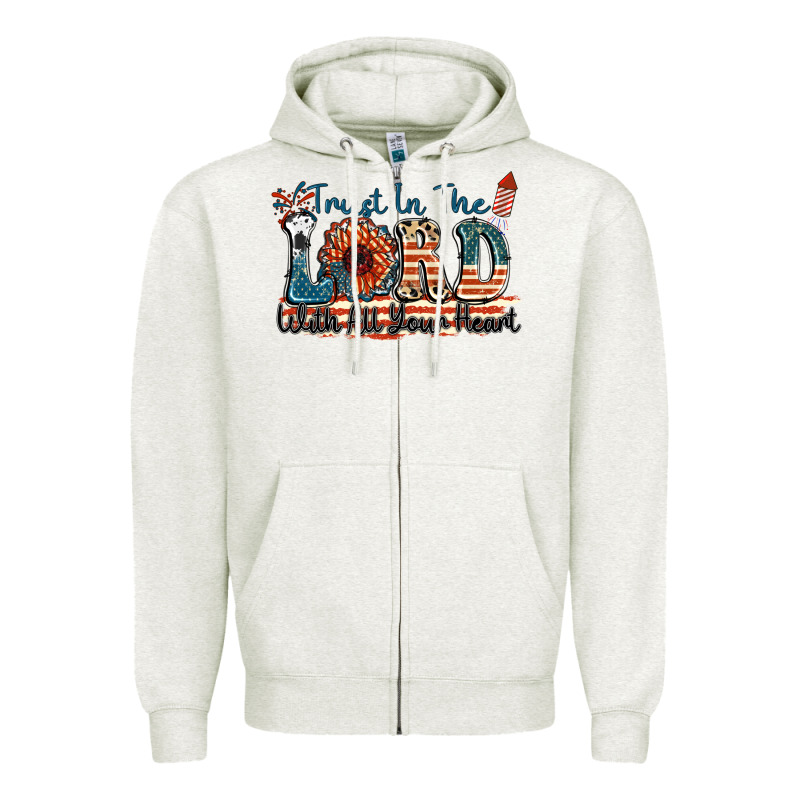 Trust In The Lord With All Your Heart Zipper Hoodie by FaDigitalArtStudio | Teevron