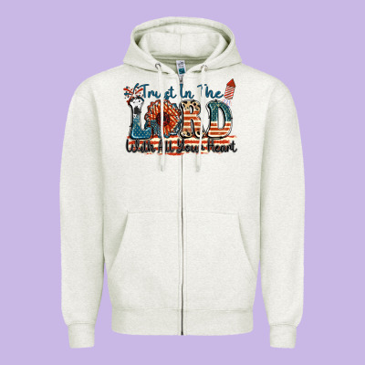 Trust In The Lord With All Your Heart Zipper Hoodie Designed By Fadigitalartstudio