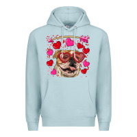 Blue Mist valentine's day  brown english bulldog Premium Hoodie - RanaPortraitStore