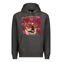 Charcoal Heather valentine's day  brown english bulldog Premium Hoodie - RanaPortraitStore