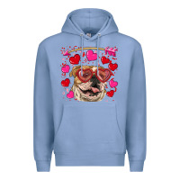 Colony Blue valentine's day  brown english bulldog Premium Hoodie - RanaPortraitStore