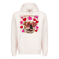 Pale Pink valentine's day  brown english bulldog Premium Hoodie - RanaPortraitStore