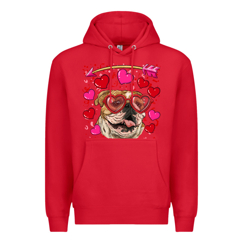 Valentine's Day  Brown English Bulldog Premium Hoodie by RanaPortraitStore | Teevron