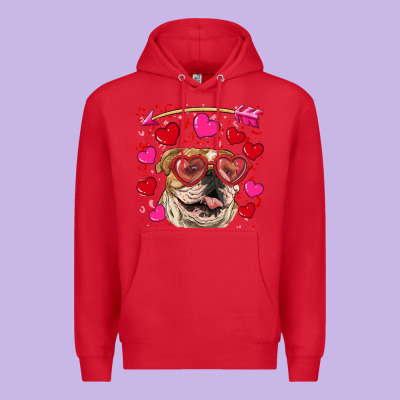 Valentine's Day  Brown English Bulldog Premium Hoodie Designed By Ranaportraitstore