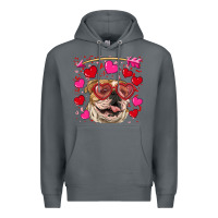 Rock valentine's day  brown english bulldog Premium Hoodie - RanaPortraitStore