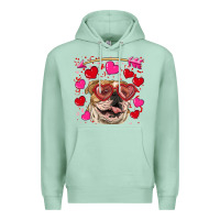 Seafoam valentine's day  brown english bulldog Premium Hoodie - RanaPortraitStore