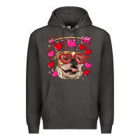 Smoke valentine's day  brown english bulldog Premium Hoodie - RanaPortraitStore