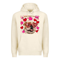 Tofu valentine's day  brown english bulldog Premium Hoodie - RanaPortraitStore