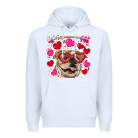 White valentine's day  brown english bulldog Premium Hoodie - RanaPortraitStore