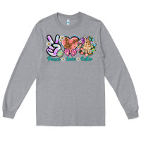 Heather Grey Peace love Easter Long Sleeve Tee - NancyCooperArtShop
