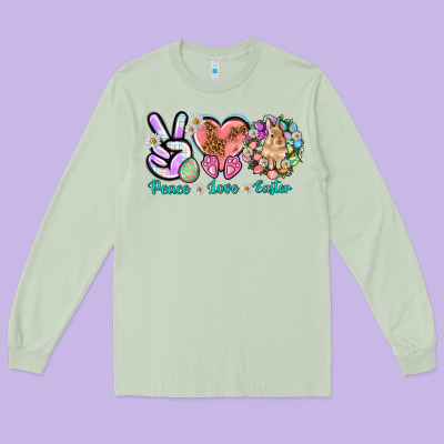 Peace Love Easter Long Sleeve Tee Designed By Nancycooperartshop
