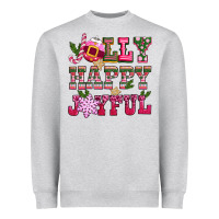 Heather Grey jolly happy joyful pink christmas Heavyweight Sweatshirt - CowGirlArtShop