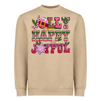 Jolly Happy Joyful Pink Christmas Heavyweight Sweatshirt | Teevron