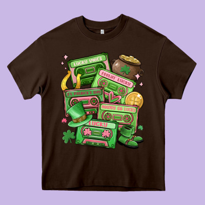 St Patrick's Day Cassette Tapes Heavy Core Tee Designed By Maliassmallbusiness