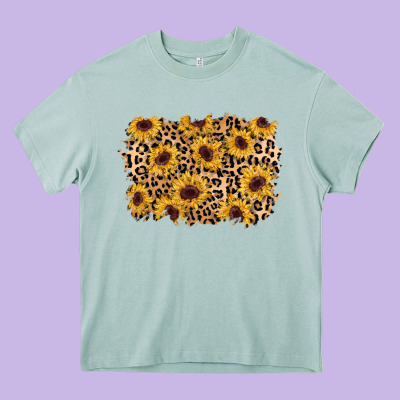 Sunflower Leopard Background Heavy Core Tee Designed By Adodesignshop