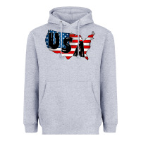 Heather Grey Usa Heavyweight Hoodie - CowhideDigitalArt