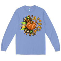 Colony Blue Fall Sunflower with Pumpkin Long Sleeve Tee - texasbilliewilder